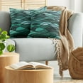 thumbnail image 5 of Ambesonne Teal Throw Pillow Cover 2 Pack, Mosaic Sea Waves Inspired, 24", Dark Green Aqua, 5 of 5
