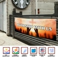 thumbnail image 3 of Worship With Us Large Banners and Signs for Outdoor by DreamController-Polyester Banner with 4 Holes for Easy Hang Indoor & Outdoor|6x2 Feet HD Banner to Promote Church| Made in USA, 3 of 6
