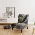 thumbnail image 2 of Designart "Ink On Stone Gold Teal Elegance" Chaise d'Appoint Abstraite Dorée - Fauteuil Moderne pour Salon, 2 of 7