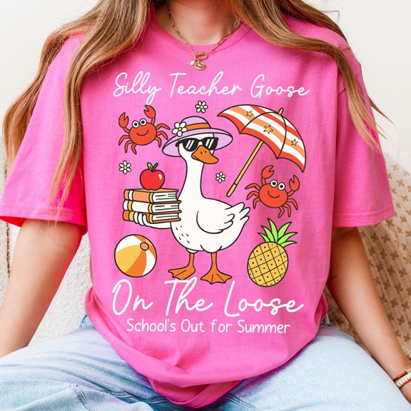 Last Day Of School Teacher Goose T-shirt, School's Out For Summer Silly Goose Teacher T-shirt, End Of Year Teacher T-shirt, Funny Summer Teacher T-shirt.