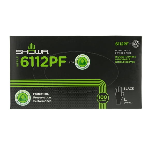 Showa Disposable Gloves,Nitrile,L,PK100 6112PFL