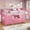 Pink, variant on iPormis Low Loft Twin Size Bed with Bookcase, 8 Storage Drawers, Metal Bed Frame with 13 Inch High Safety Guardrail & Play Curtain, Spacious Under Bed Activity Space,Black