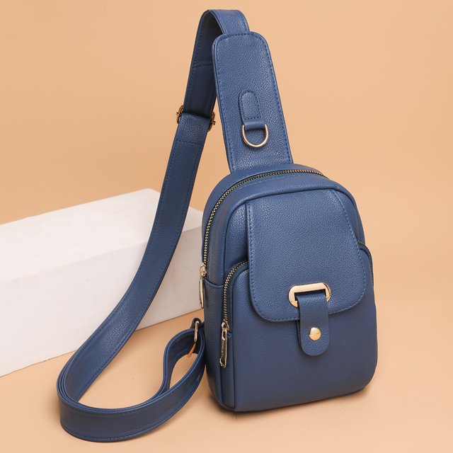 Bolso de pecho para mujer, riñonera, bolsos de mensajero de moda, bolsillo en la cintura del pecho (azul)
