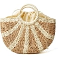 thumbnail image 3 of Kukuzhu Womens Large Straw Beach Tote Bag Hobo Summer Handwoven Bags Purse wth Pom Poms, 3 of 7