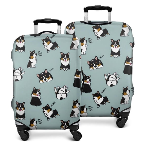 Black Corgi Luggage Cover Fashion Suitcase Cover Baggage Covers Fit 25-28 Inch Luggage (Go Travel)