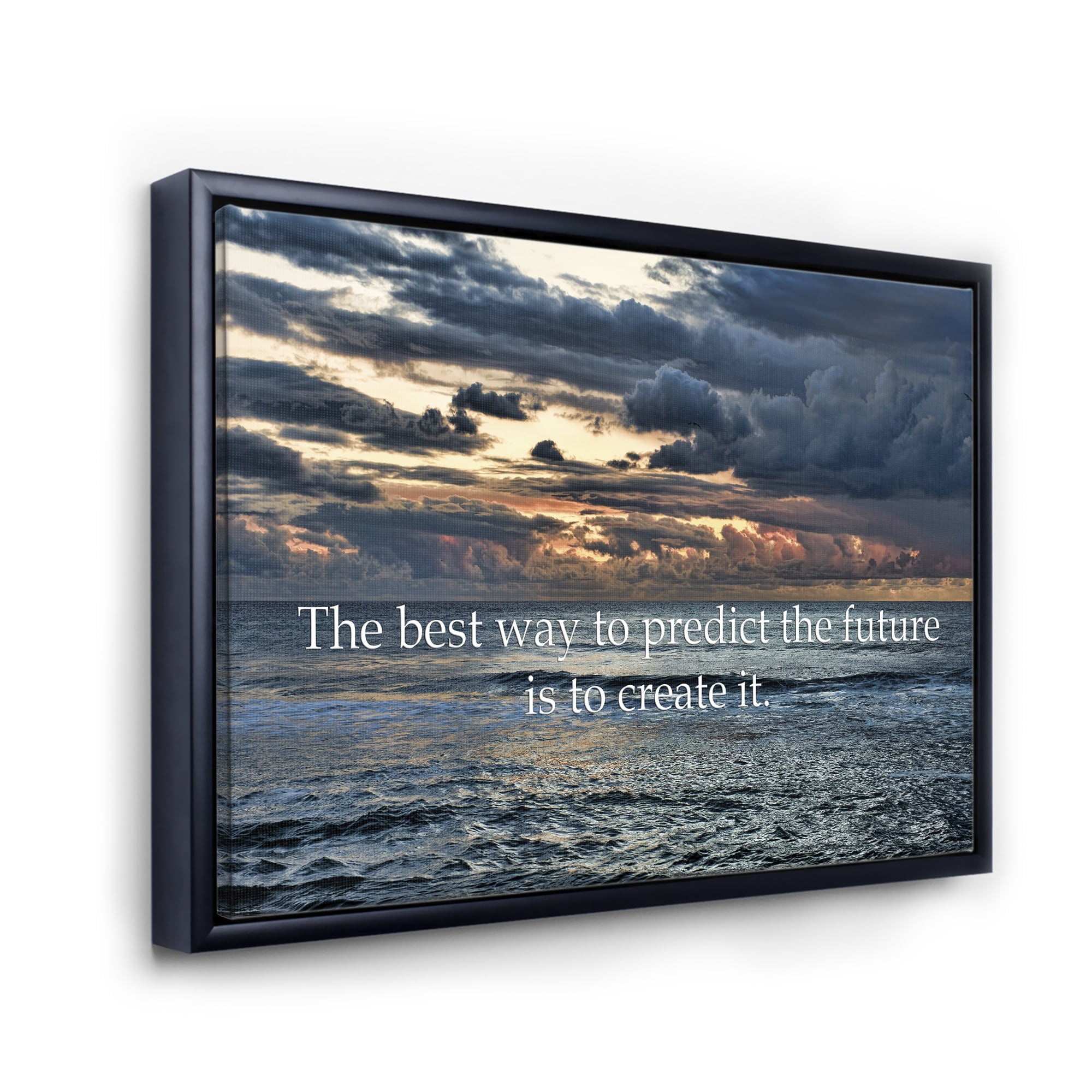 Designart 'The Best Way To Predict The Future Is To Create It Blue Ocean' Nautical & Coastal Framed Canvas Wall Art Print