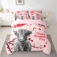thumbnail image 2 of Manfei Happy Valentines Day 7pcs Bedding Comforter Set,Gray Highland Cow Queen Bedding Sets,Red Loves Pattern Queen Sheet Sets For Adults,Microfiber Bedroom Decor Reversible, 2 of 8