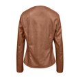 thumbnail image 5 of Women Jacket PU Leather Solid Zipper Coat Winter Warm Retro Lapel Outwear, 5 of 6