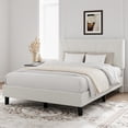 thumbnail image 3 of Novilla Full Bed Frame Upholstered Platform Full Size Bed Frame with Adjustable Headboard, Strong Weight Capacity, No Box Spring Needed, Easy Assembly, White, 3 of 7