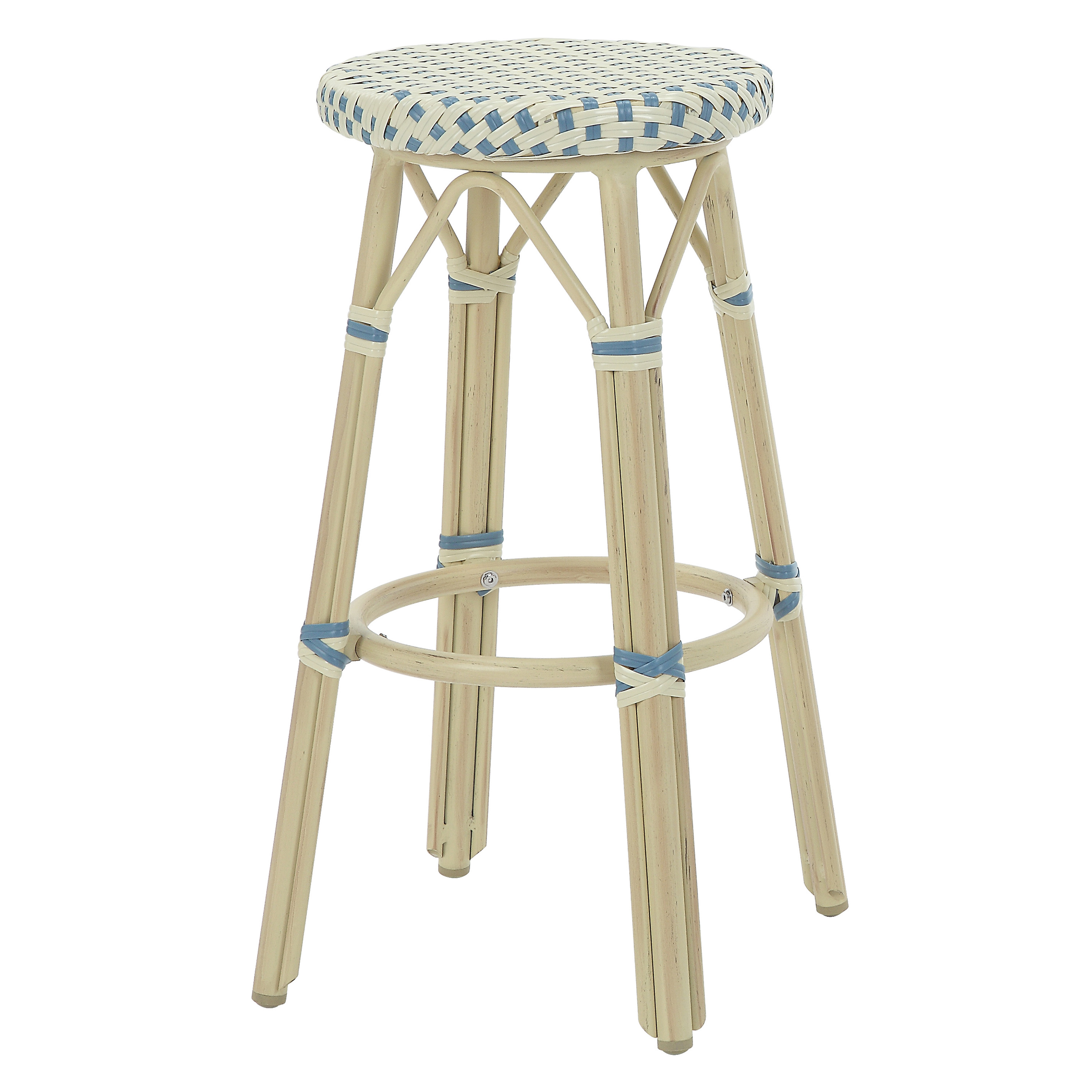 Furniture of America Tropaz Set of 2 30-in Outdoor Metal Bar Stool, Blue