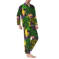 thumbnail image 2 of Logiee Mardi Gras7 Print Mens Long Sleeve Pajama Set,Notched Collar Pajamas for Men, Men's Sleepwear,Mens Sleepwear with Pockets & Button Down-X-Large, 2 of 7