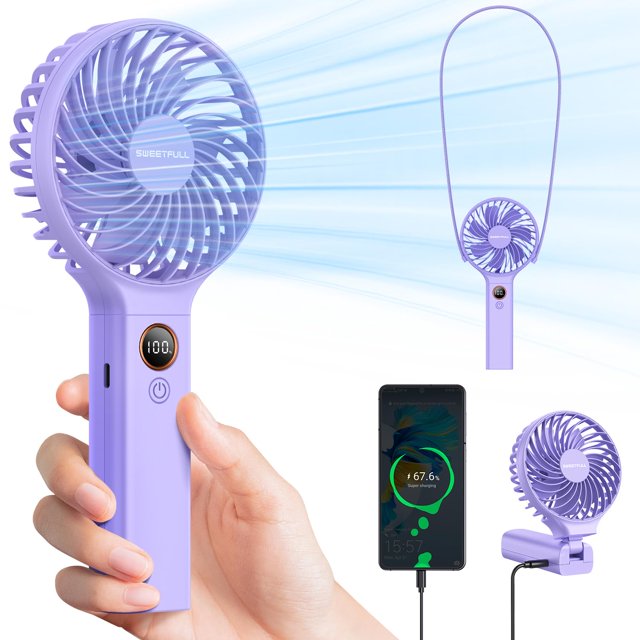 Ventilador portátil con pilas SWEETFULL 5000 mAh con pantalla LED