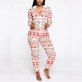 thumbnail image 3 of Family Matching Women Holiday Romper Christmas Pyjamas Xmas Nightwear Jumpsuits Long Sleeve Hooded Ladies Winter Warm Homewear, 3 of 6