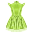 thumbnail image 3 of vastwit Kids Girls Shiny Metallic Dress Alien Inspired Holographic Flying Sleeve Sparkly Birthday Party Tutu Dress Green 14, 3 of 5