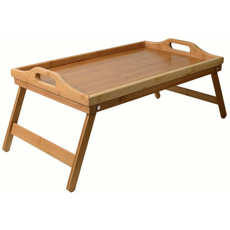 Bamboo Bed Tray Folding Leg Portable Breakfast Adjustable