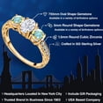 thumbnail image 2 of Gem Stone King 18K Yellow Gold Plated Silver 3-Stone Ring Set with Oval Moissanite and Mystic Topaz (2.12 Cttw, Size 8), 2 of 6
