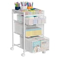 thumbnail image 5 of Rolling Utility Cart with 3 Drawers Craft Organizer and Storage with DIY Divider Lockable Wheels Multi-Functional Storage for Art Supplies Store for Brushes Paints Artifacts White, 5 of 8