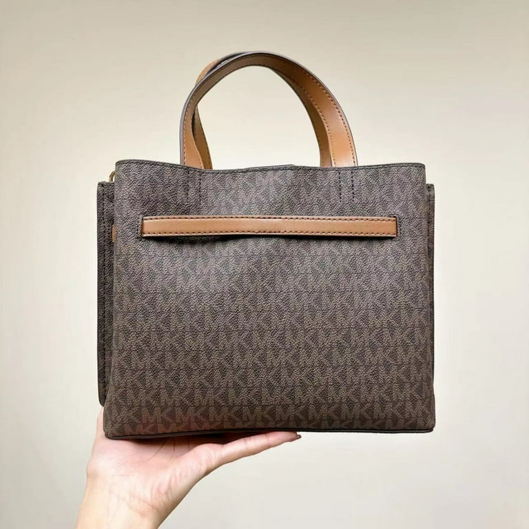 MICHAEL KORS 35H0GU5S1B EMILIA SMALL LOGO SATCHEL IN BROWN 