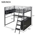 thumbnail image 2 of Harper & Bright Designs Full Size Gaming Loft Bed with Desk and LED Lights, Metal Loft Bedframe with 4 Storage Shelves for Adults, Black, 2 of 13
