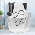 thumbnail image 4 of Love Soft Flannel Fleece Throw Blanket, Infinity with Monochrome Design Forever Love Theme Abstract Vintage Valentine, Cozy Plush for Indoor and Outdoor Use, 70" x 90", Black White, by Ambesonne, 4 of 5