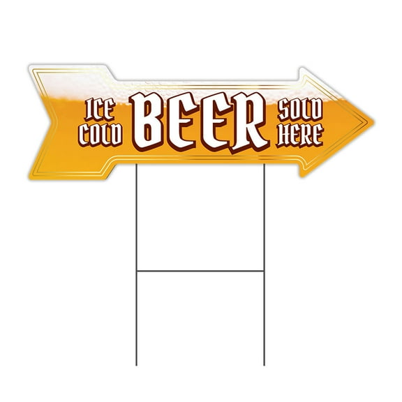 SignMission C-ARROW10-DS-999809 10 x 30 in. Corrugated Plastic Double Sided Arrow Sign - Ice Cold Beer 2