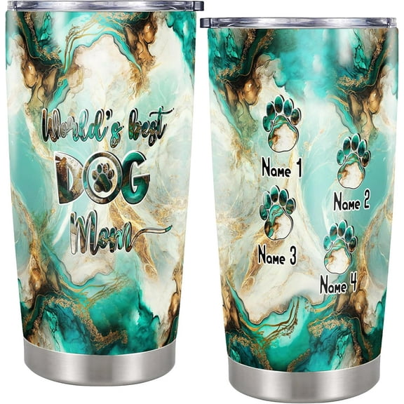 Personalized World's Best Dog Mom Tumbler Custom Name Insulated Cup Travel Coffee Mug Stainless Steel 20oz Gifts for Mama Mother's Day Birthday