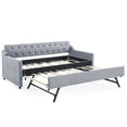 thumbnail image 5 of Linen Grey Daybed with Twin Trundle / Sturdy Frame to Hold Heavy Weight, 5 of 6
