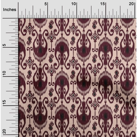 oneOone Cotton Poplin Maroon Fabric Ethnic Ikat Sewing Craft Projects Fabric Prints By Yard 56 Inch Wide