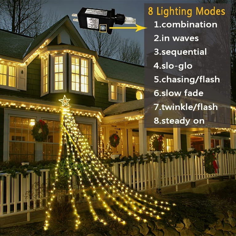 Solar LED String Light Waterfall Fairy Christmas Tree Hanging Decoration Ornament Star Topper Strip Indoor Outdoor Solar LED String Light Waterfall Fairy Christmas Tree Hanging Decoration Ornament Star Topper Strip Indoor Outdoor