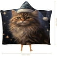 thumbnail image 2 of Hooded Blanket Soft Fleece Wearable Blanket Christmas Cat Wearable Blanket Wrap with Hood Comfy Blanket for Adult, 2 of 6