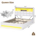 thumbnail image 6 of AOGLLATI Queen Size 4 Drawers Upholstered Bookcase Storage Bed with Charging Station and RGB LED Lights, White Queen Platform Bed Frame,No Box Spring Needed, 6 of 7
