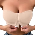thumbnail image 3 of WHEANG Women Strapless Bra Solid Color Plus Size Strapless Bras for Women Front Closure Seamless Push Up Bra Breathable Wireless Tube Top Anti-Slip Supportive Strapless Bra Size XL Brown, 3 of 6