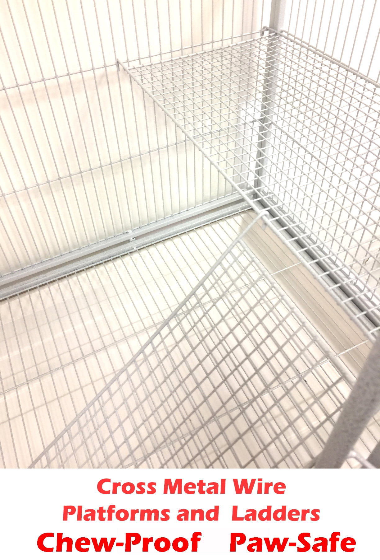 54" LARGE Wrought Iron 3-Levels Metal Chew-Proof Ferret Chinchilla Sugar Glider Rats Mice Rabbit Squirrel Hamster Mouse Cage Easy Clean Pull Grate Tray with Removable Rolling Stand
