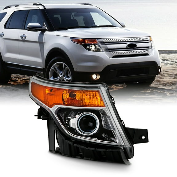 AKKON - For 2011-15 Ford Explorer Passenger Side Only Projector Headlight Assembly Chrome Housing Clear Lens