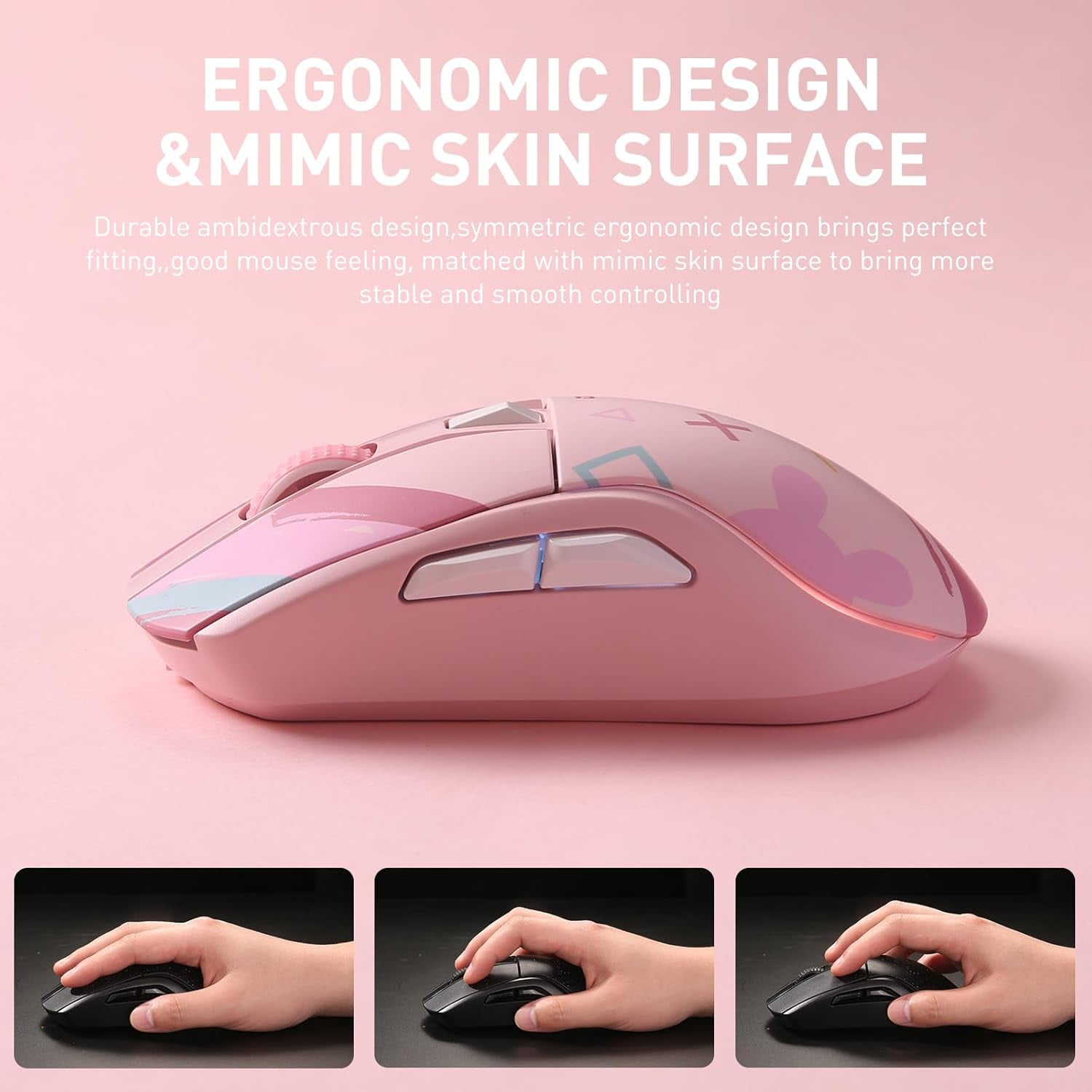 DAREU A950 Wireless Gaming Mouse with RGB Charging Dock,88g Lightweight Programmable Tri-Mode Wireless Mouse Gaming, Up to 12K DPI,1000Hz,120Hrs Playtime with RGB Backlit, Great for PC, Mac