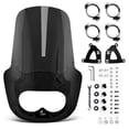 thumbnail image 1 of Krator 15" Motorcycle Fairing with Windshield, Compatible with Harley Dyna Fat Bob FXDF 2008-2017, Gloss Black ABS Headlight Fairing, Windscreen for Wind Protection, Mounting Kit included, Black Smoke, 1 of 9