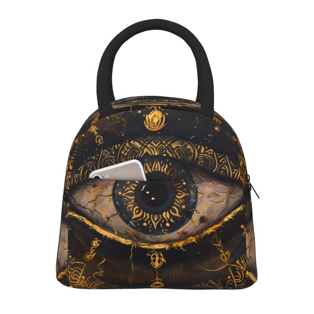 Balery Mystical Golden Eye Bolsa de Almuerzo para Mujeres, Caja de Almuerzo, Bolsa de Almuerzo Pequeña Impermeable, Tote de Almuerzo Reutilizable con Gran Capacidad