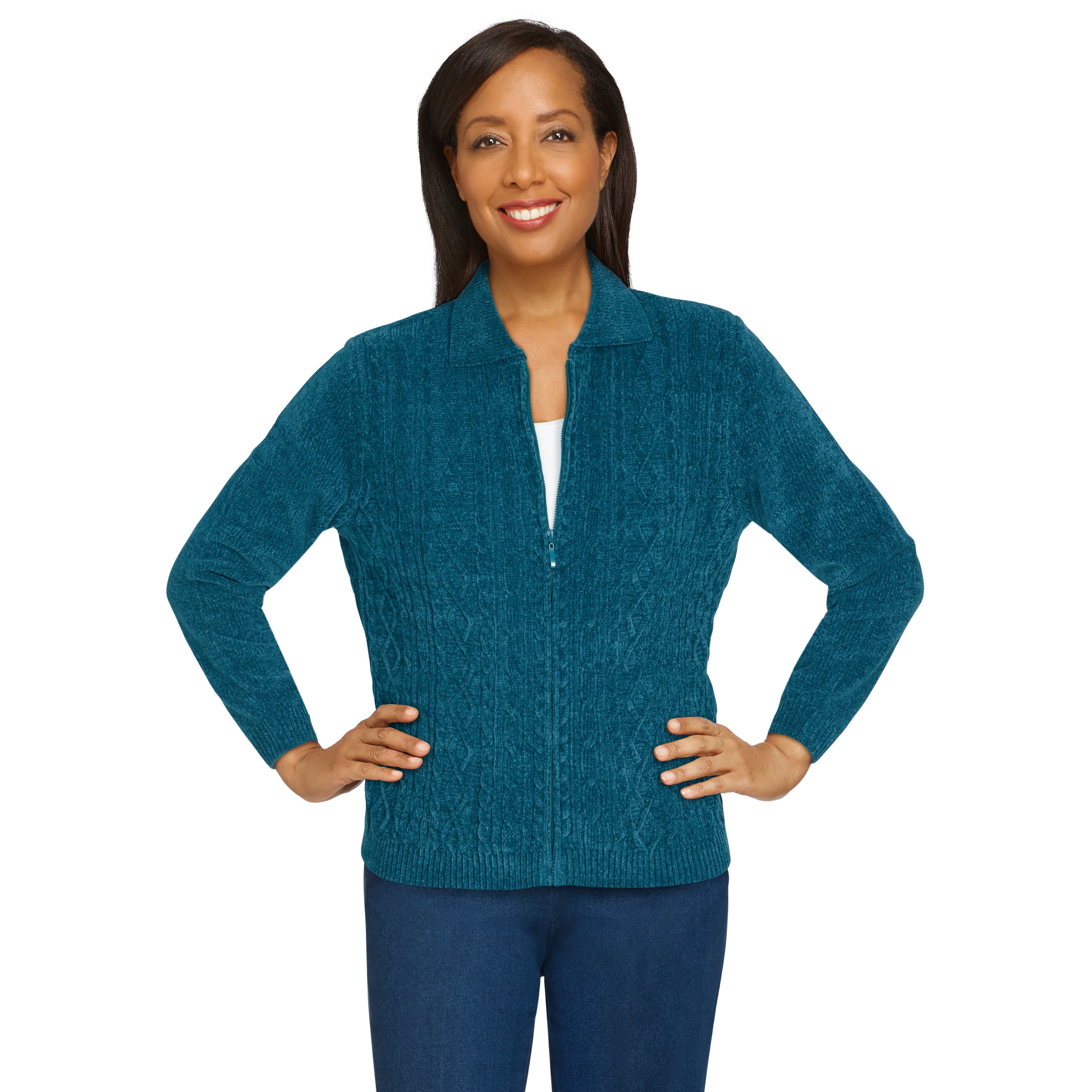 Alfred Dunner Women's Plus Chenille Cardigan Sweater