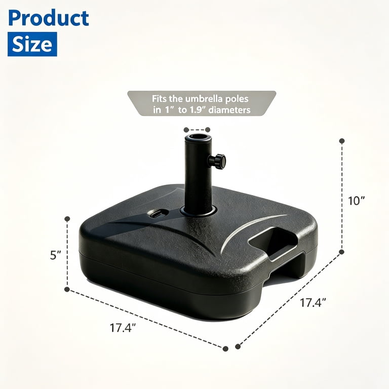 Abble Fillable Umbrella Base, 81 lbs, Black photo 8