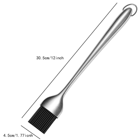 Stainless Steel BBQ Basting Brush with Silicone Bristles,Long Handle Heat-Resistant Grilling Brush for Sauce and Marinades,Outdoor Cooking tool,Black
