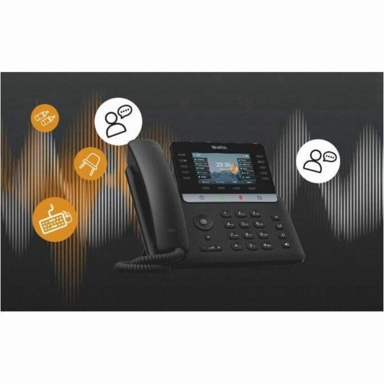Yealink T74W IP Phone, Corded, Corded/Cordless, Bluetooth, Wi-Fi, 10 Multiple Conferencing, Wall Mountable, Black