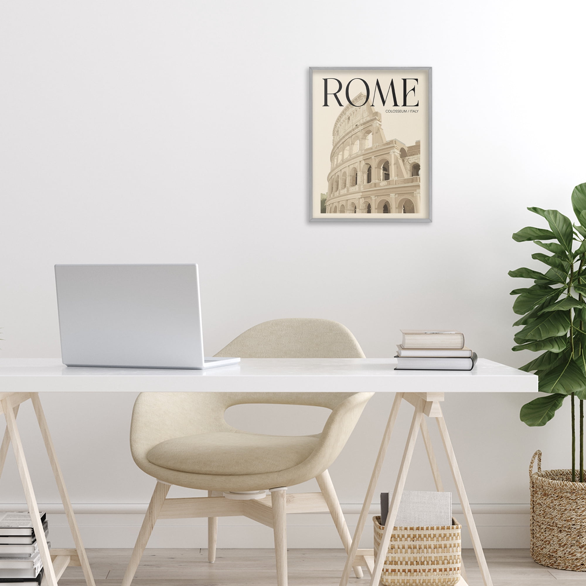 Stupell Industries Vintage Rome Colosseum Gray Framed Giclee Art, design by Andreas Magnusson