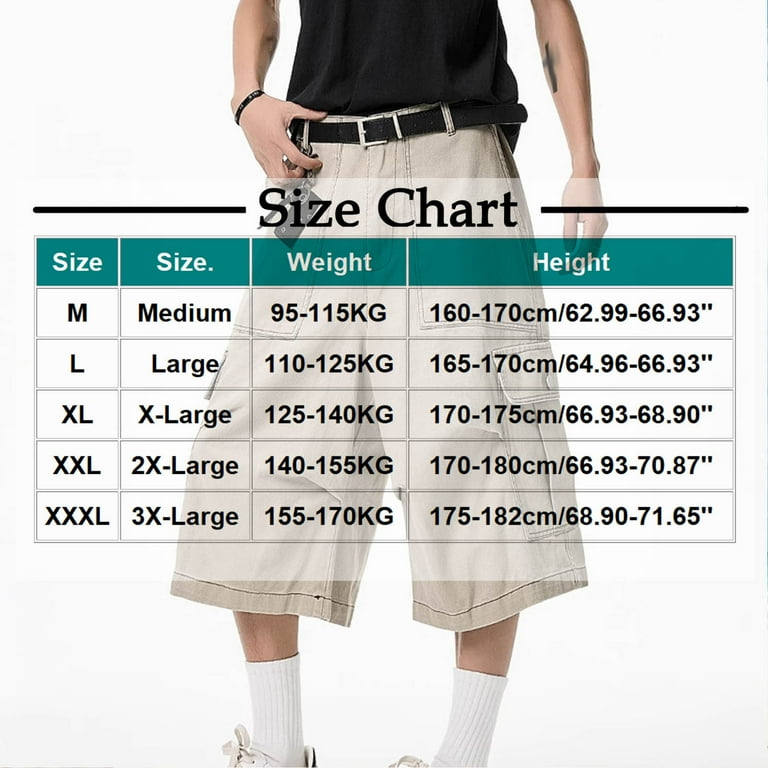 ZVNAΖH Mens 3/4 Long Cargo Shorts Below Knee Shorts Capri Pants