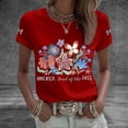 thumbnail image 2 of Levmjia Women Summer Casual Short Sleeve Anniversary T-Shirt Vintage American Flag Butterfly Floral Print Round Neck Patriotic Top Shirt, 2 of 5