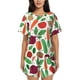 thumbnail image 1 of Fotbe Vegetables Conjunto de Pijama Estampado para Mujer, 2 Piezas, Ropa de Dormir con Camiseta de Manga Corta y Shorts Suaves-Large, 1 of 6