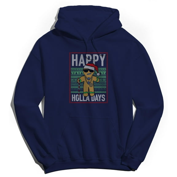 Christmas Holiday Holladays Graphic Navy Men's Cotton Pullover Hoodie