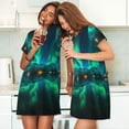 thumbnail image 4 of Easygdp Northern Lights Camisón de manga corta para mujer, informal, estampado, 4 of 6