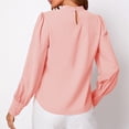 thumbnail image 4 of Camisa De Mujer Pequeño Cuello Alto Agujero Trasero Linterna Manga Larga Gasa Suelta Mujer Jersey Casual Rosa S, 4 of 6
