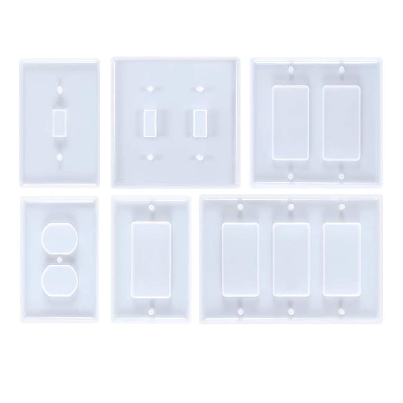 6 Pack Light Switch Cover Resin Silicone Molds, Standard Switch Socket Epoxy Moulds, Wall Plate Casting Mold For Diy Switch Covers, Socket Bottoms, Home Decor