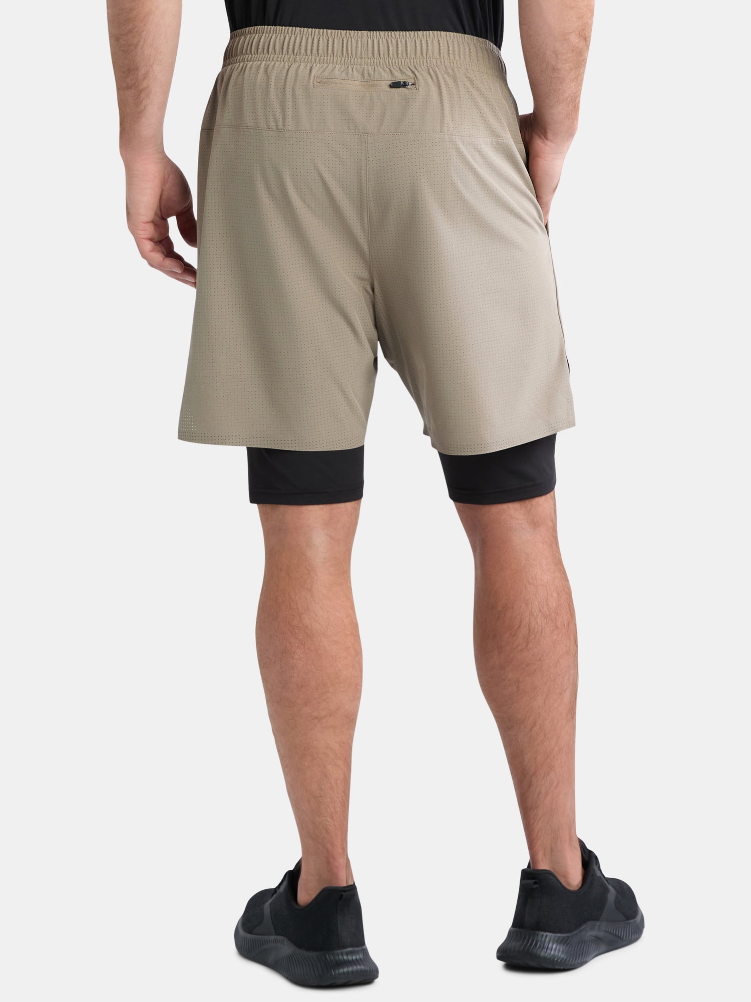 Athletic Works Men's and Big Men's 2 In 1 Perforated Active Shorts, 7" Inseam, Sizes S-3XL